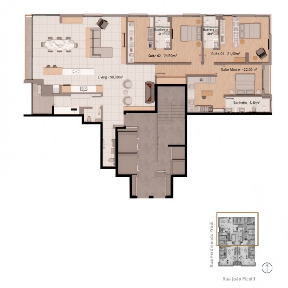 Apartamento Jazz Residence 3 sutes